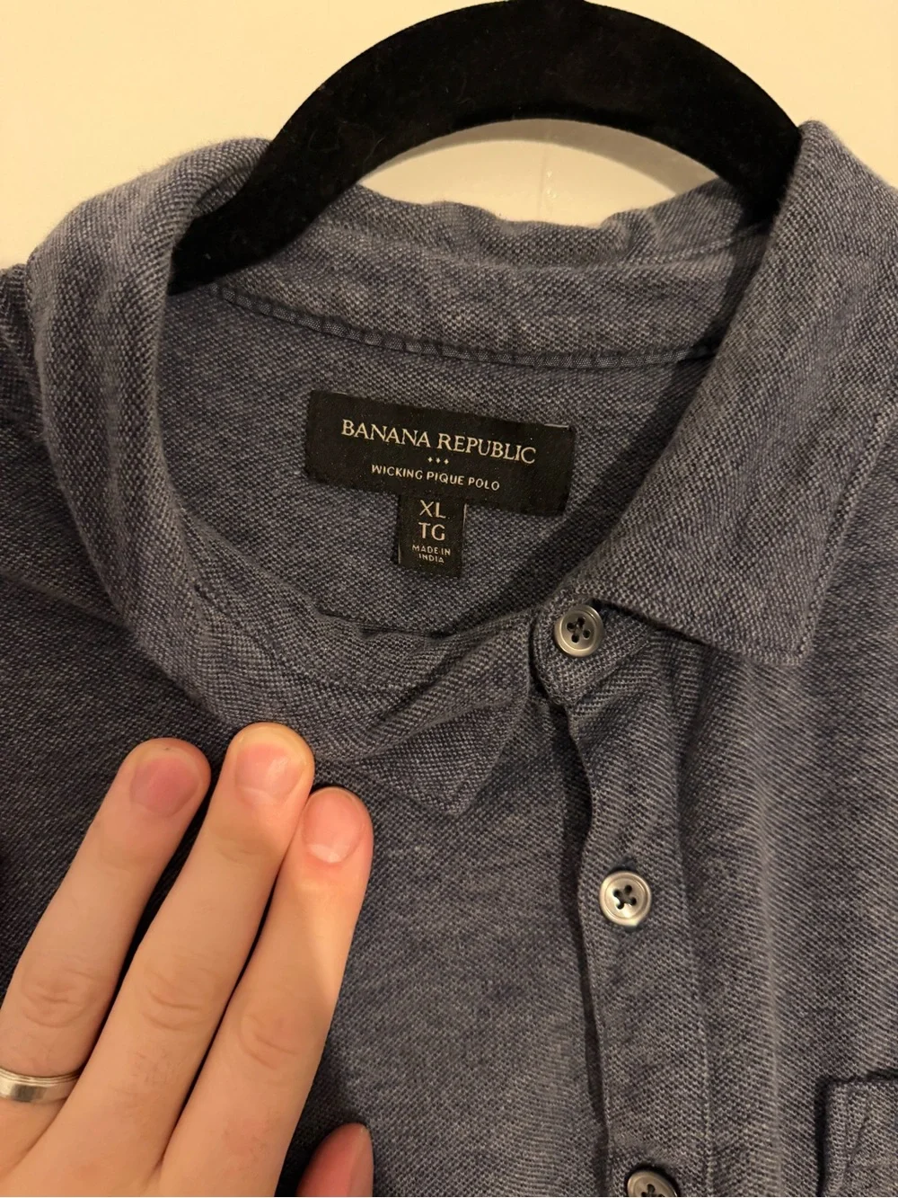 Banana Republic Men's Short Sleeve Polo Shirt in Charcoal Blue